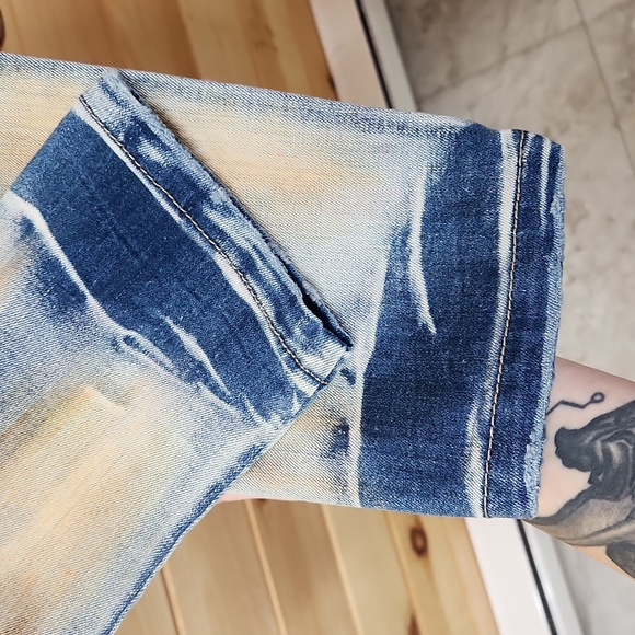 Free People Super Rare Unique Tie Dye Bleach Dirty Wash Jeans Size 29 Paintbrush - Picture 15 of 16